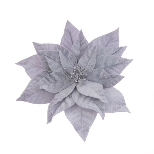 Poinsettia Clip Silver 31Cm