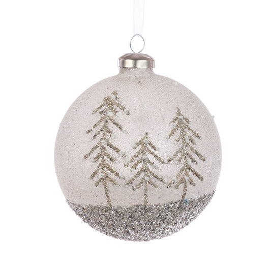 Glass Finley Bauble Silver 10Cm