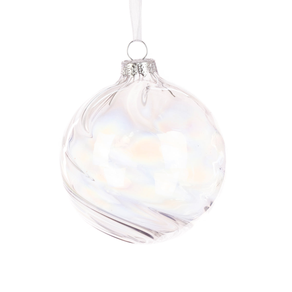 Glass Amy Bauble Irridescent 8Cm