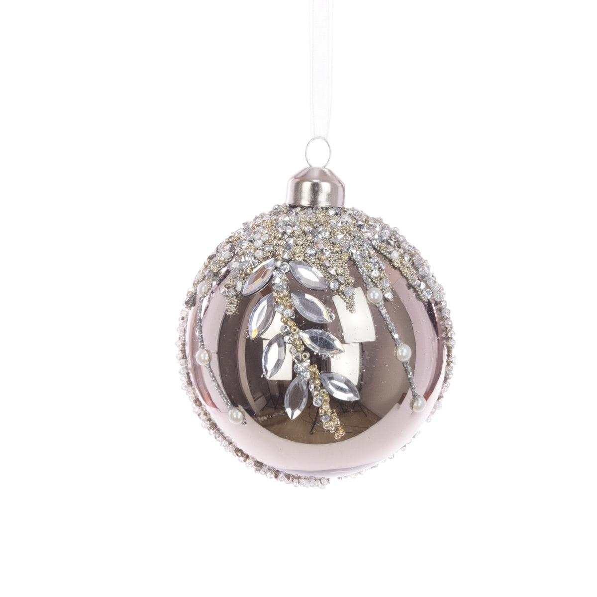 Glass Francis Bauble Silver 8Cm