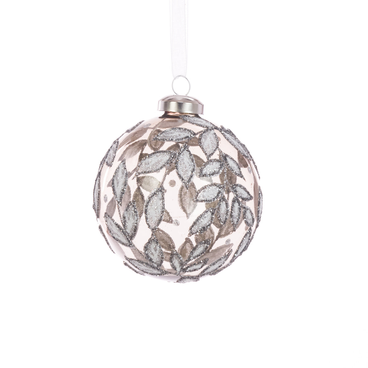 Glass Yula Bauble Clear Silver 8Cm