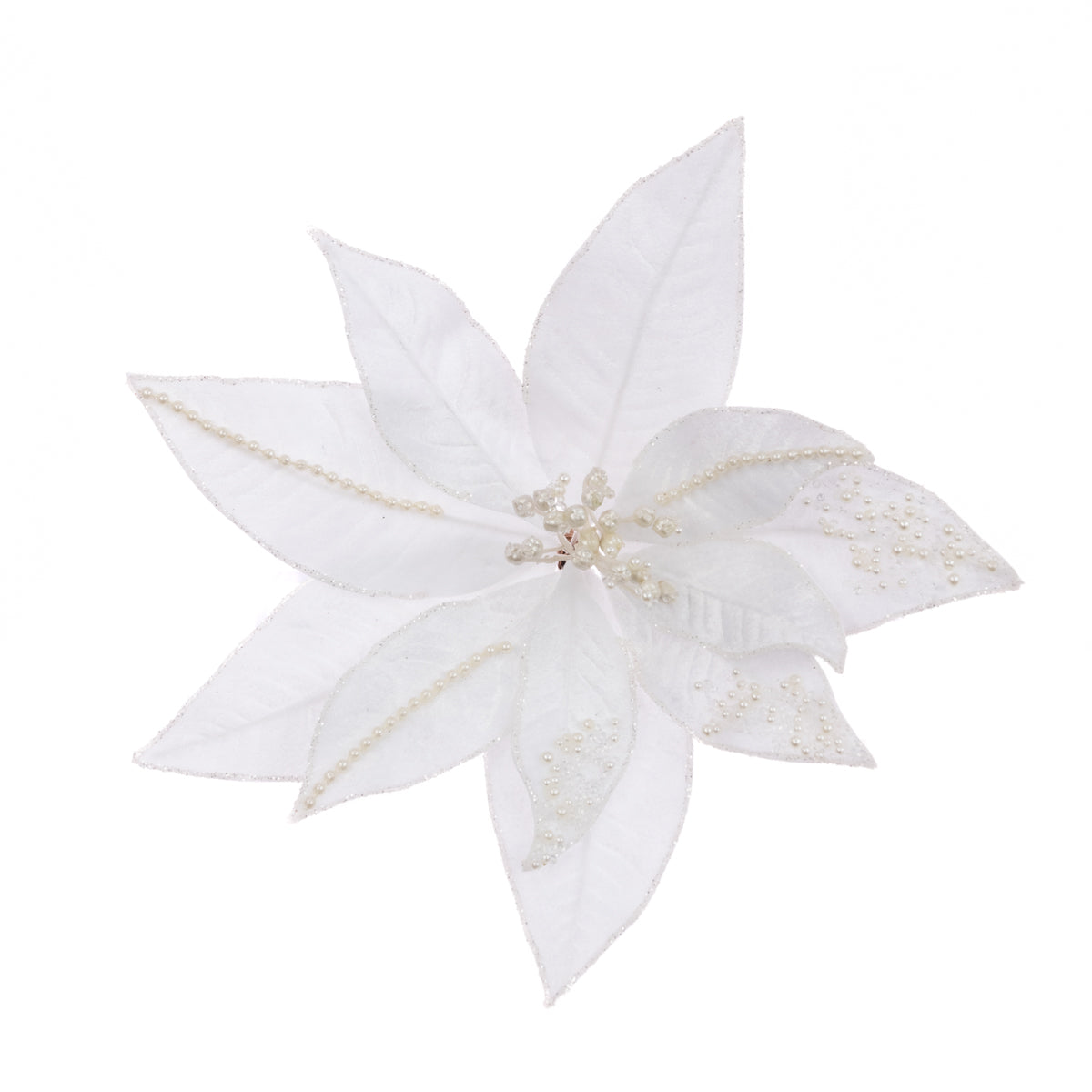 Poinsettia Clip Pearl White