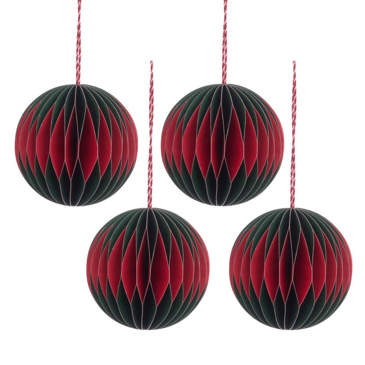 Paper Bauble Red Green 4Pk