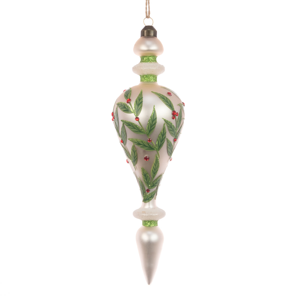 Glass Kendra Finial White Green 23Cm