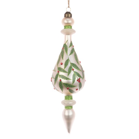 Glass Kendra Finial White Green 23Cm