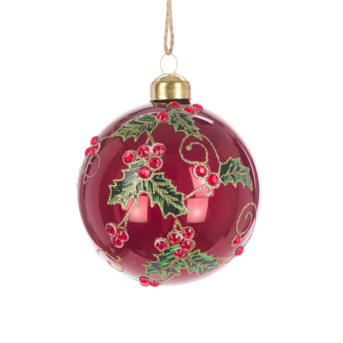 Glass Adora Bauble Red Green 8Cm