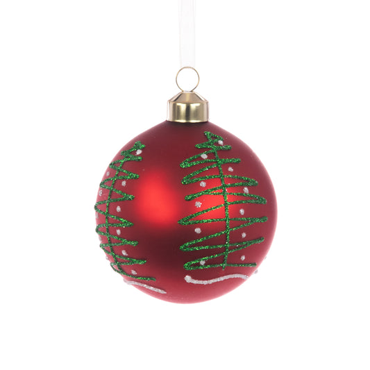 Glass Vivienne Bauble Red 8Cm