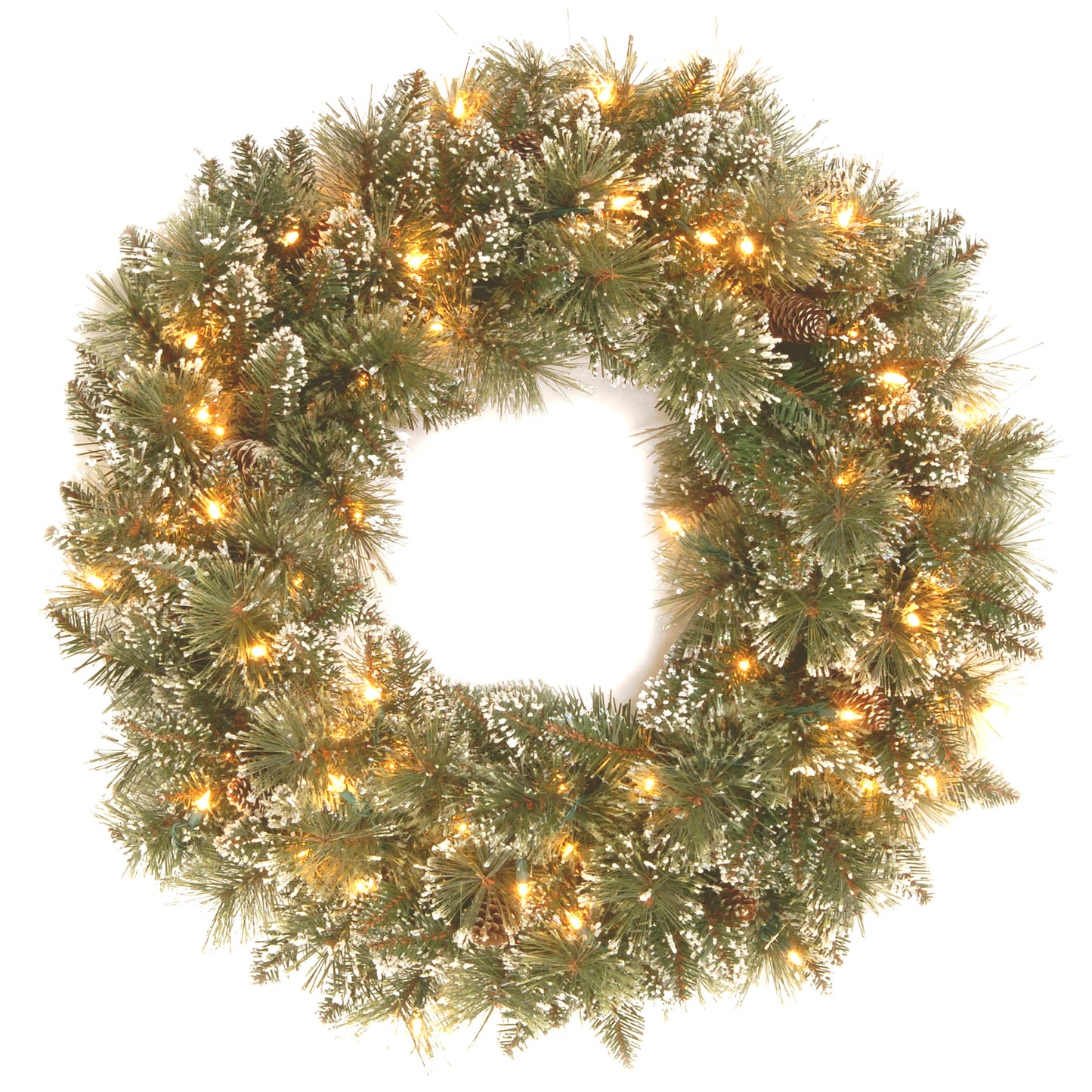 50Led Glitter Bristle Wreath 60Cm