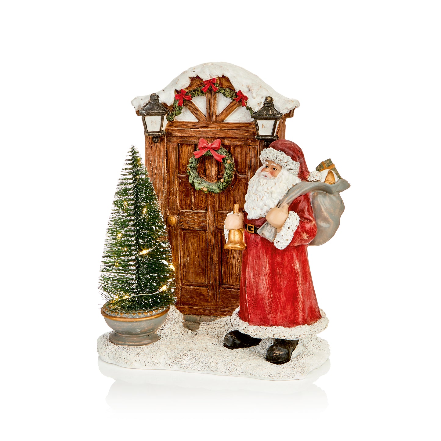 Led Santa At Door Scene 22Cm