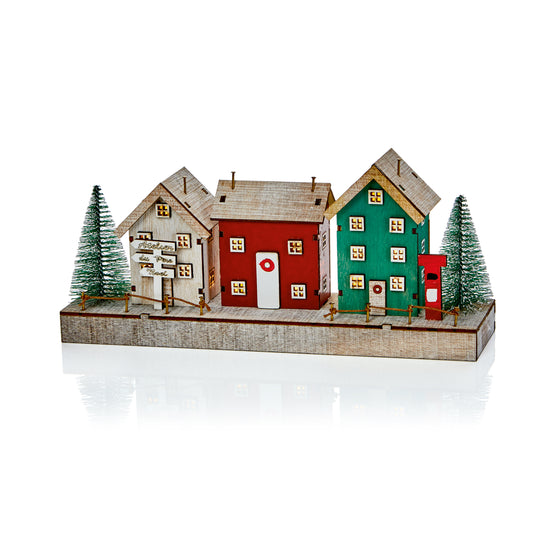 Led Wooden House Scene 25Cm