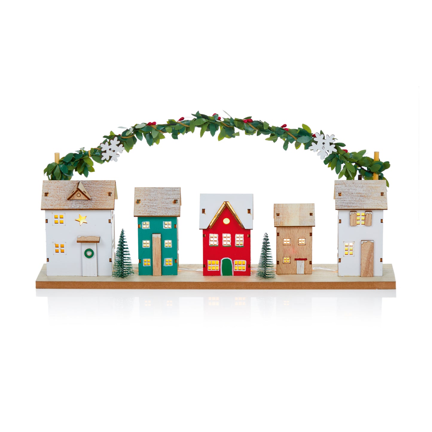 Led Wooden House Garland Scene 40Cm